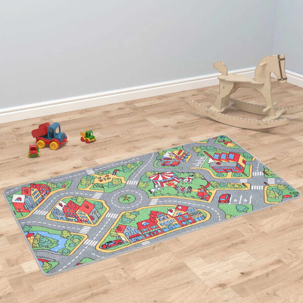 vidaXL Tapis de jeu Poil à boucle 170 x 290 cm Motif de route de ville