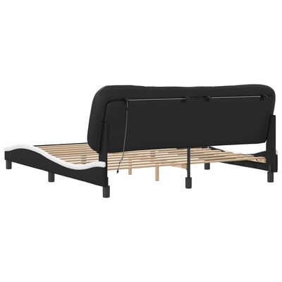 vidaXL Cadre de lit avec LED sans matelas noir et blanc 180x200 cm