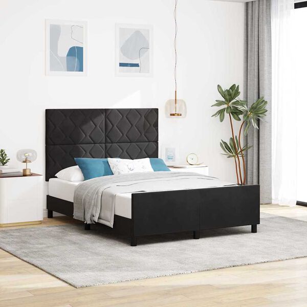 vidaXL Lit &agrave; ressorts avec t&ecirc;te de lit Noir 140 x 200 cm Velours