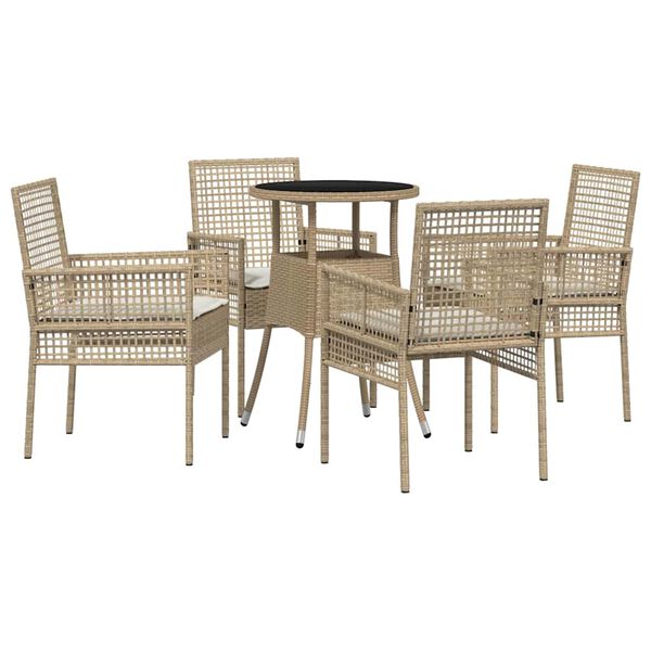 vidaXL Ensemble de salle à manger pour jardin 5 pcs Beige Poly rotin