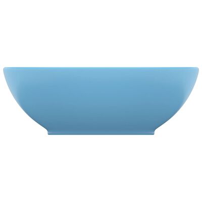 vidaXL Lavabo ovale de luxe Bleu clair mat 40x33 cm Céramique