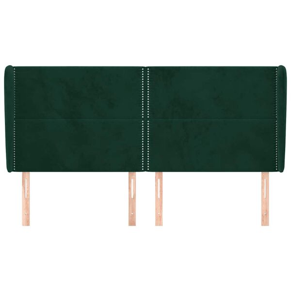 vidaXL T&ecirc;te de lit avec oreilles Vert fonc&eacute; 203x23x118/128 cm Velours