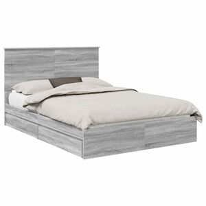 vidaXL Lit de Rangement Gris Sonoma 140 x 200 cm Bois d'ing&eacute;nierie