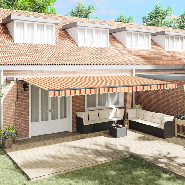 vidaXL Auvent R&eacute;tractable jaune et orange 600 &times;300 cm tissu