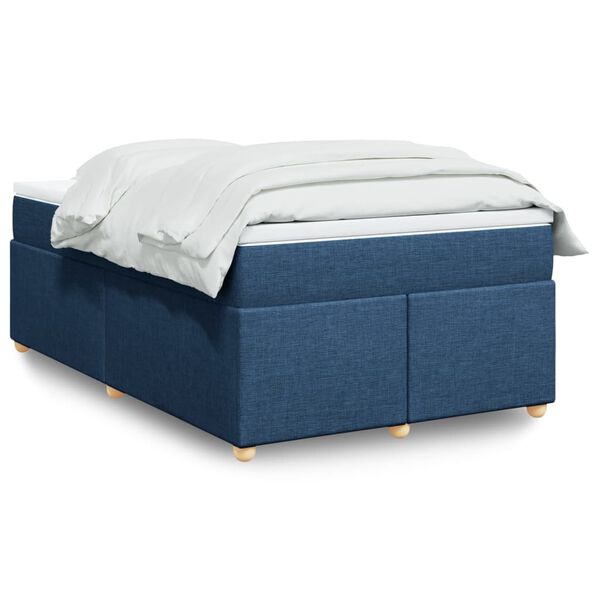 vidaXL Sommier &agrave; lattes de lit avec matelas Bleu 120x200 cm Tissu