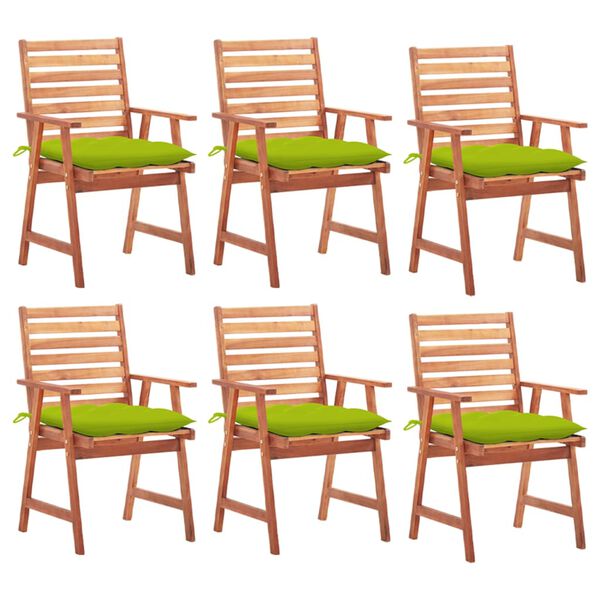 vidaXL Chaises &agrave; manger d'ext&eacute;rieur lot de 6 et coussins Acacia massif