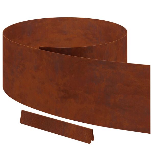 vidaXL Bordure de Pelouse 4 pcs Rouill&eacute; 450 x 0,05 x 15 cm