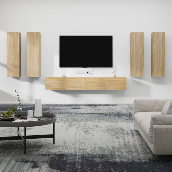 vidaXL Ensemble de meubles TV 6 pcs Ch&ecirc;ne sonoma Bois d'ing&eacute;nierie
