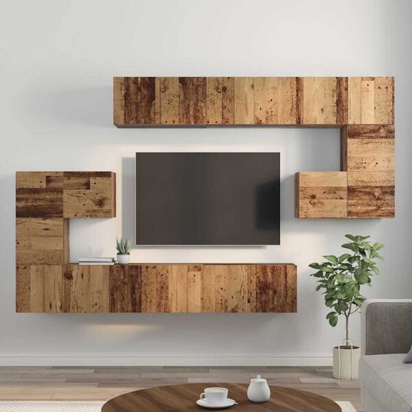vidaXL Ensemble meuble TV 10 pcs Bois Ancien Bois d'ing&eacute;nierie