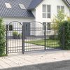 vidaXL Portail de cl&ocirc;ture de jardin avec sommet en arc Gris