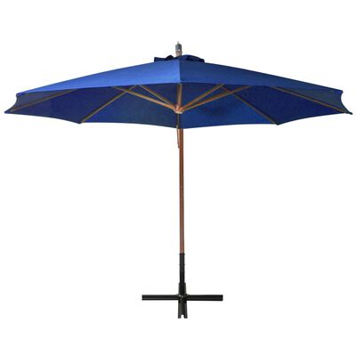 vidaXL Parasol de jardin suspendu avec mât bleu azuré bois de sapin