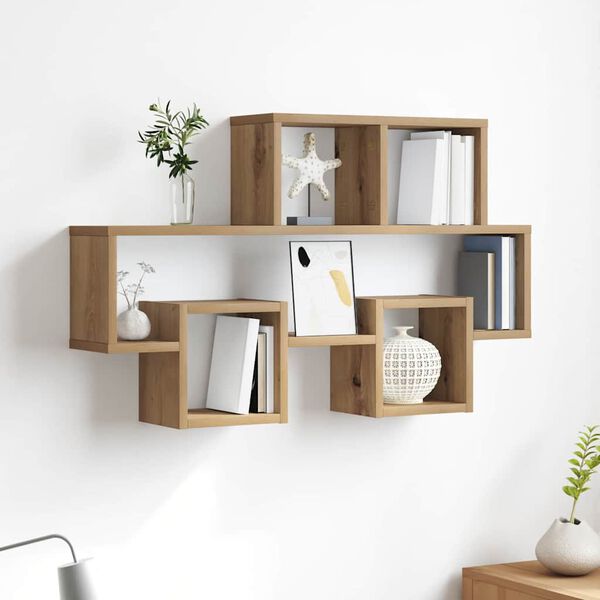 vidaXL &Eacute;tag&egrave;re Murale avec &eacute;tag&egrave;re ch&ecirc;ne artisanal 82 x 15 x 51 cm