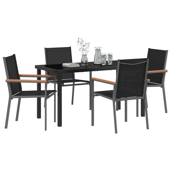vidaXL Ensemble de salle &agrave; manger pour jardin 5 pcs Noir