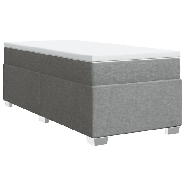 vidaXL Sommier &agrave; lattes de lit et matelas Gris clair 90x190 cm Tissu