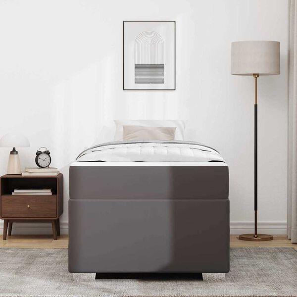 vidaXL Cadre de lit avec matelas Gris 90 x 200 cm tissu