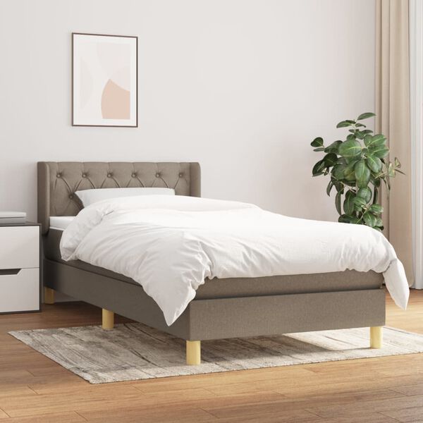 vidaXL Sommier &agrave; lattes de lit avec matelas Taupe 80x200 cm Tissu