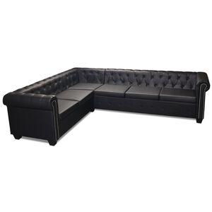 vidaXL Canap&eacute; d'angle Chesterfield 6 places Cuir synth&eacute;tique Noir