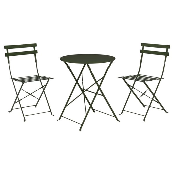 ProGarden Ensemble de bistro 3 pcs Vert fonc&eacute; mat