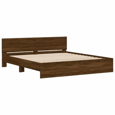 vidaXL Cadre de lit avec LED sans matelas chêne marron 200x200 cm