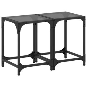 vidaXL Tables basses avec dessus en verre noir 2 pcs 30x30x40 cm acier