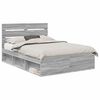 vidaXL Cadre de lit Gris Sonoma 140 x 190 cm Bois de pin massif