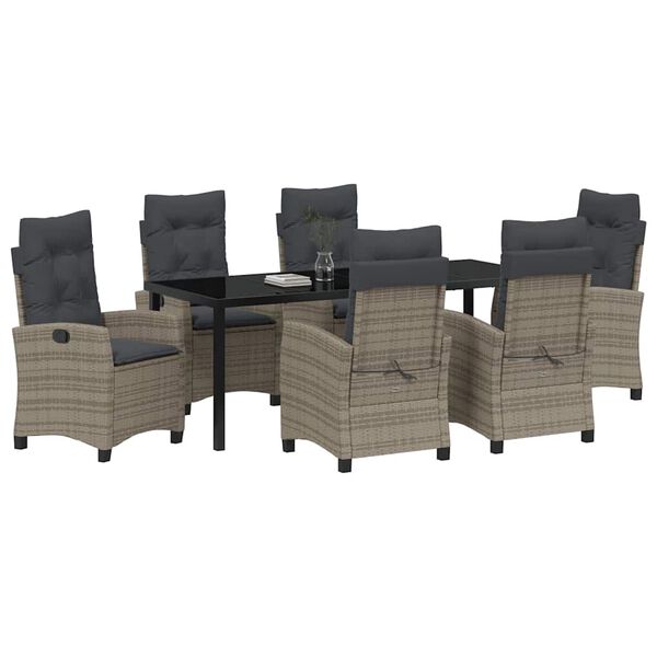 vidaXL Ensemble de salle &agrave; manger pour jardin 7 pcs Gris polyrotin