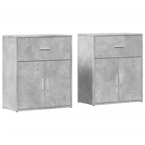 vidaXL Buffets 2 pcs gris b&eacute;ton 60x31x70 cm bois d'ing&eacute;nierie