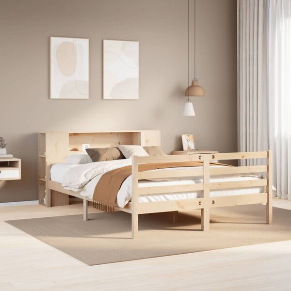 vidaXL Lit biblioth&egrave;que sans matelas 140x190 cm bois de pin massif