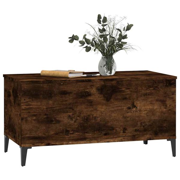vidaXL Table basse Ch&ecirc;ne fum&eacute; 90x44,5x45 cm Bois d'ing&eacute;nierie