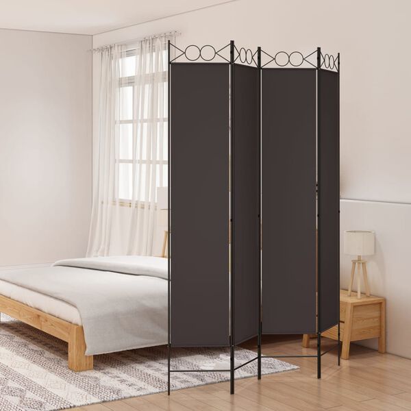 vidaXL Cloison de s&eacute;paration 4 panneaux Marron 160x220 cm Tissu