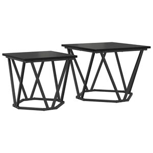 vidaXL Ensemble de tables d'appoint 2 pc Ch&ecirc;ne noir 50 x 50 x 40 cm
