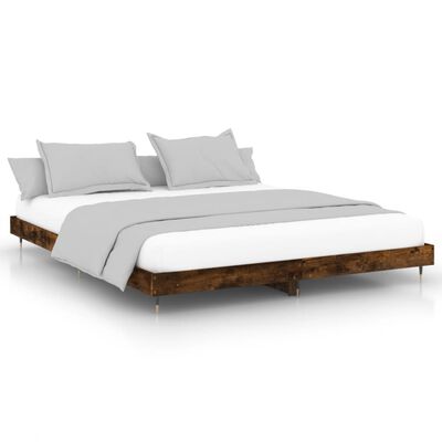 vidaXL Cadre de lit sans matelas chêne fumé 120x200 cm bois ingénierie