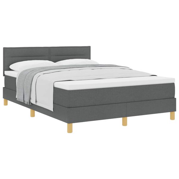 vidaXL Lit &agrave; ressorts avec matelas Gris fonc&eacute; 140 x 200 cm tissu