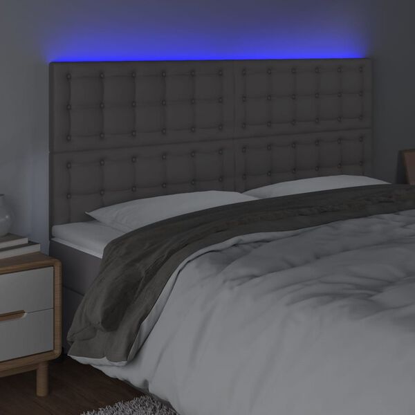 vidaXL T&ecirc;te de lit &agrave; LED Gris 160x5x118/128 cm Similicuir