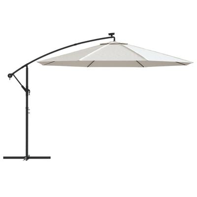 vidaXL Parasol de jardin en porte-à-feux et lumières LED mât en métal