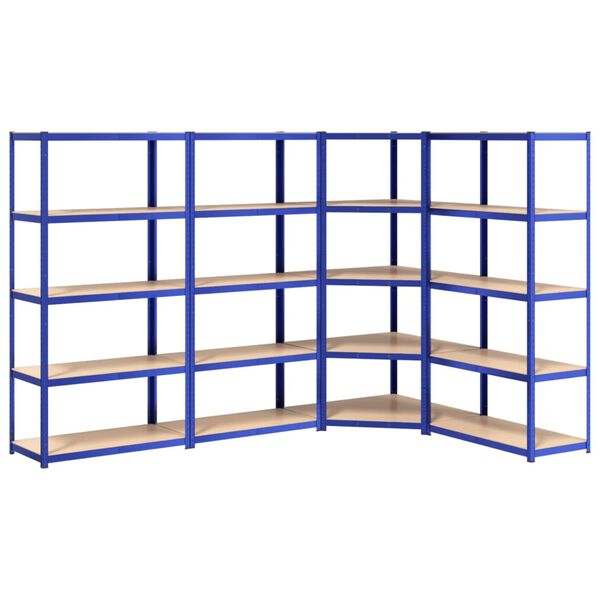 vidaXL &Eacute;tag&egrave;res &agrave; 5 niveaux 4pcs Bleu Acier et bois d'ing&eacute;nierie