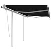 vidaXL Auvent manuel r&eacute;tractable avec poteaux 3x2,5 m Anthracite