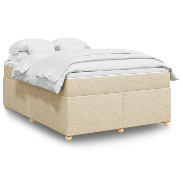 vidaXL Sommier à lattes de lit avec matelas Crème 160x200 cm Tissu