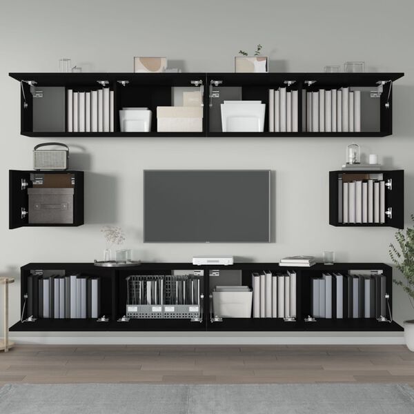 vidaXL Ensemble de meubles TV 6 pcs Noir Bois d'ing&eacute;nierie
