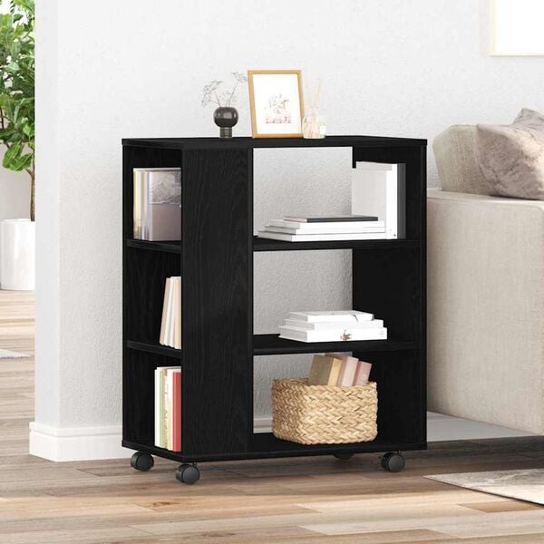 vidaXL Armoire de rangement avec roue Ch&ecirc;ne noir 60 x 35 x 75 cm