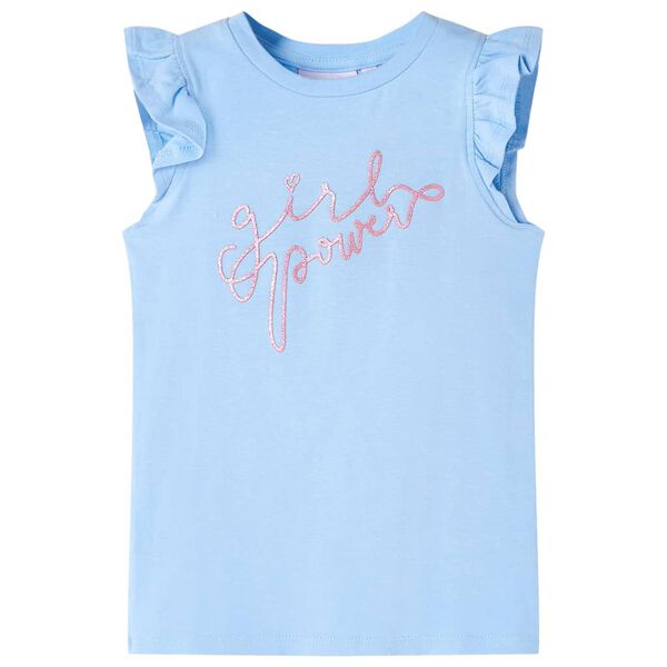 T-shirt enfants avec manches &agrave; volants bleu clair 104