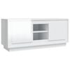 vidaXL Meuble TV blanc brillant 102x35x45 cm bois d'ing&eacute;nierie