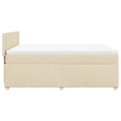 vidaXL Sommier à lattes de lit avec matelas Crème 160x200 cm Tissu