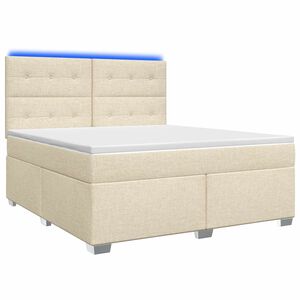 vidaXL Lit boxspring avec matelas Cr&egrave;me 140 x 190 cm Tissu