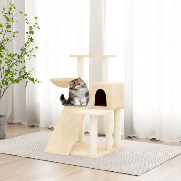 vidaXL Arbre à chat avec griffoirs en sisal Crème 82 cm