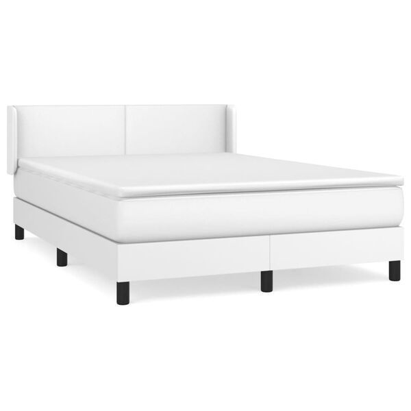 vidaXL Sommier &agrave; lattes de lit avec matelas Blanc 140x200cm Similicuir