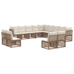 vidaXL Ensemble de canap&eacute; de jardin 13 pcs Beige polyrotin