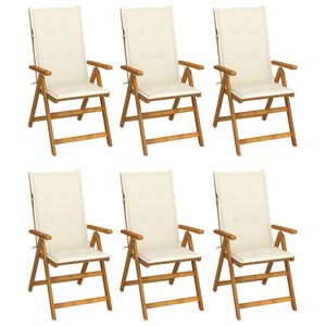 vidaXL Chaises pliables de jardin lot de 6 avec coussins Bois d'acacia