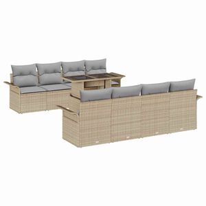 vidaXL Ensemble de canap&eacute; de jardin 9 pc Beige polyrotin