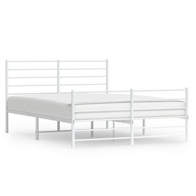 vidaXL Cadre de lit métal sans matelas et pied de lit blanc 120x190 cm